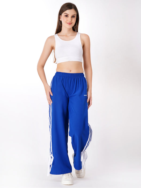 FabLina Women’s Mid-Waist Athleisure Track Pants Blue