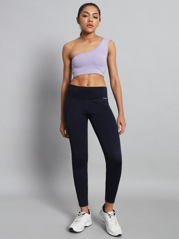 FabLina Premium Mid-Waist Dual Pocket Performance Tights Blue