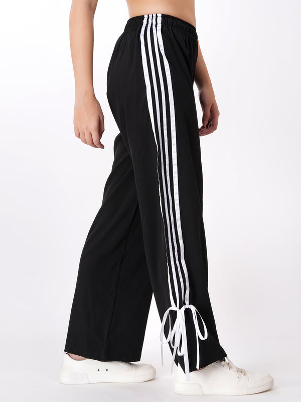 FabLina Women’s Mid-Waist Athleisure Track Pants Black