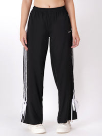 FabLina Women’s Mid-Waist Athleisure Track Pants Black