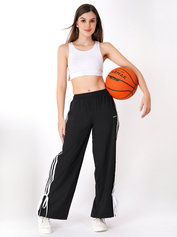 FabLina Women’s Mid-Waist Athleisure Track Pants Black