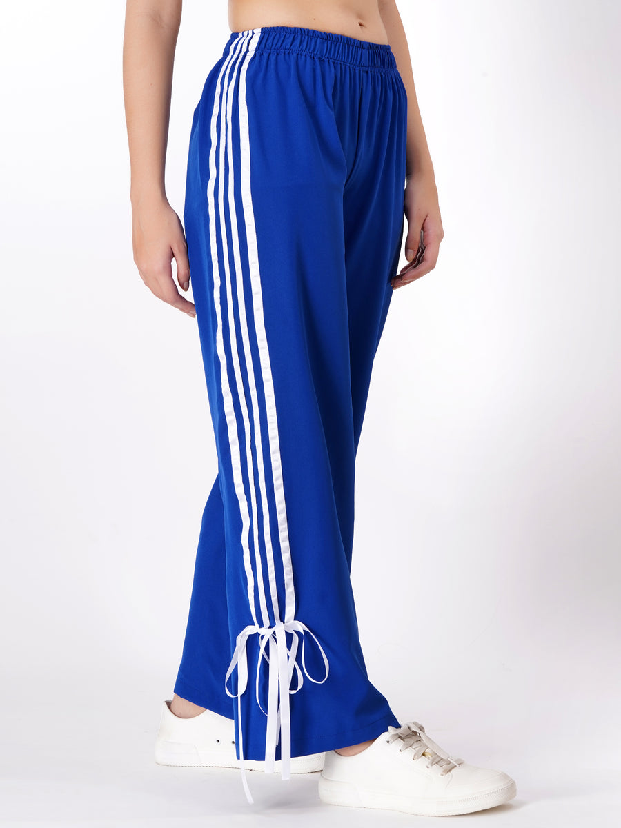FabLina Women’s Mid-Waist Athleisure Track Pants Blue