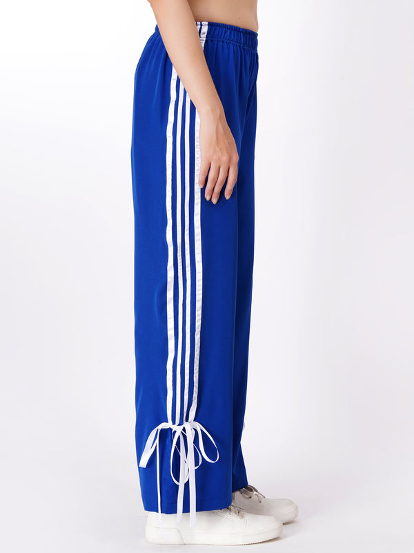 FabLina Women’s Mid-Waist Athleisure Track Pants Blue