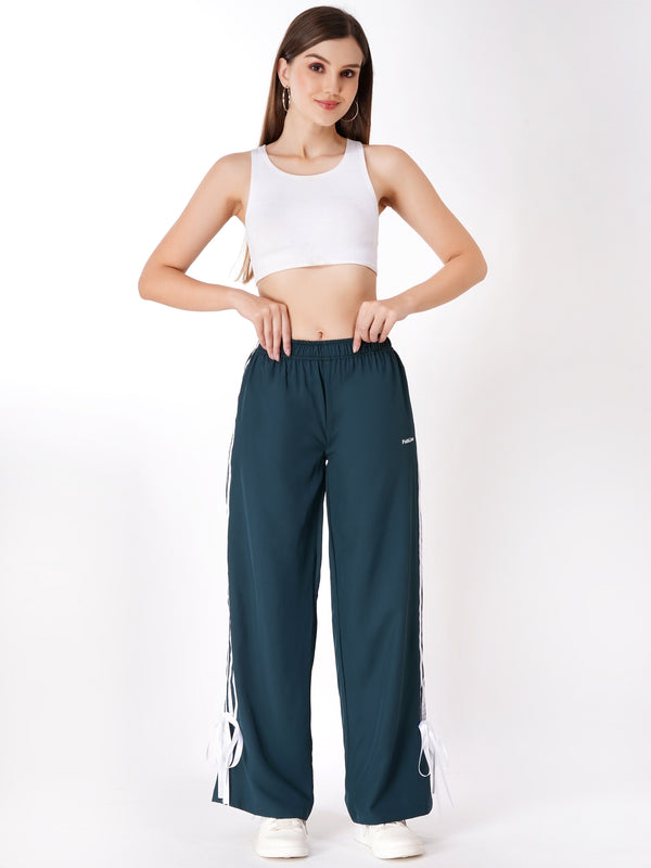FabLina Women’s Mid-Waist Athleisure Track Pants Green