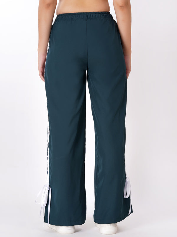 FabLina Women’s Mid-Waist Athleisure Track Pants Green