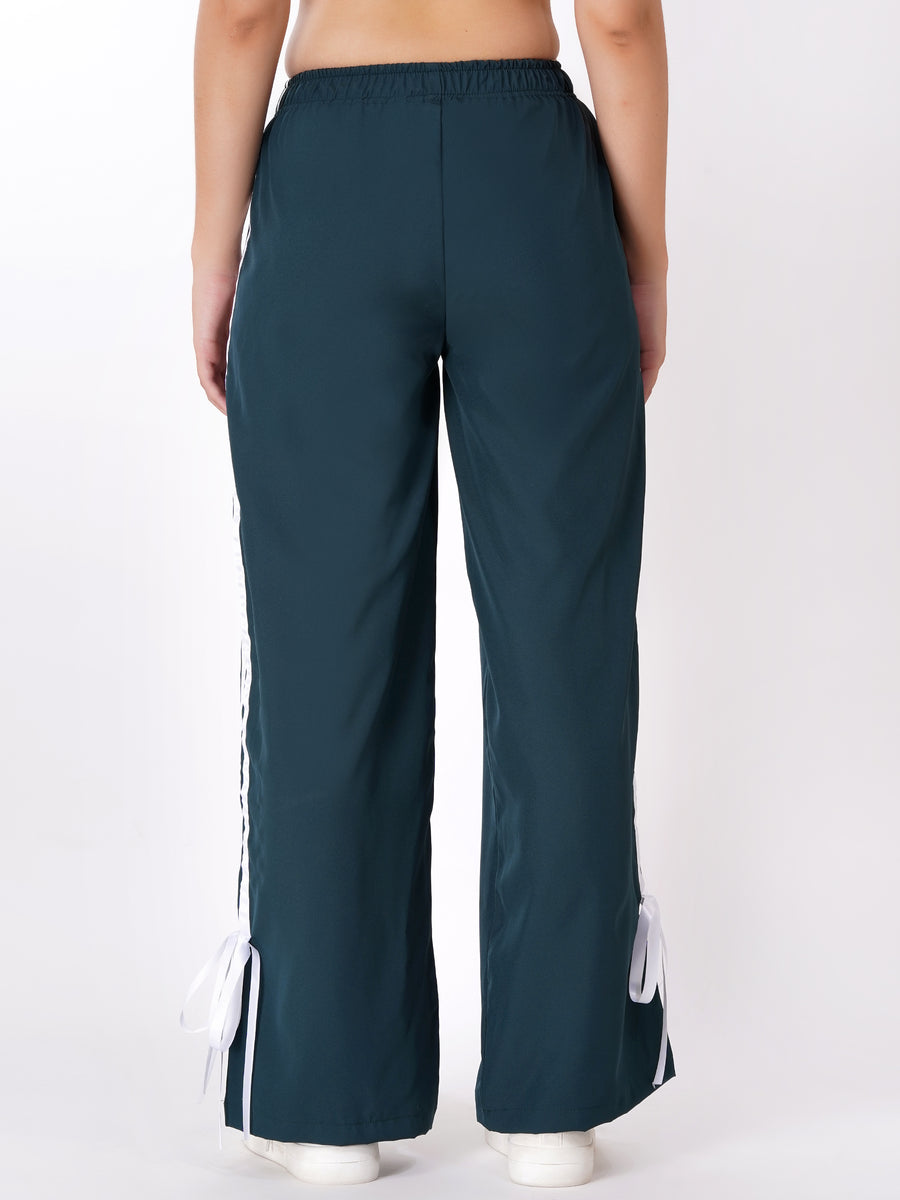 FabLina Women’s Mid-Waist Athleisure Track Pants Green