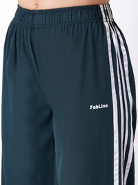 FabLina Women’s Mid-Waist Athleisure Track Pants Green
