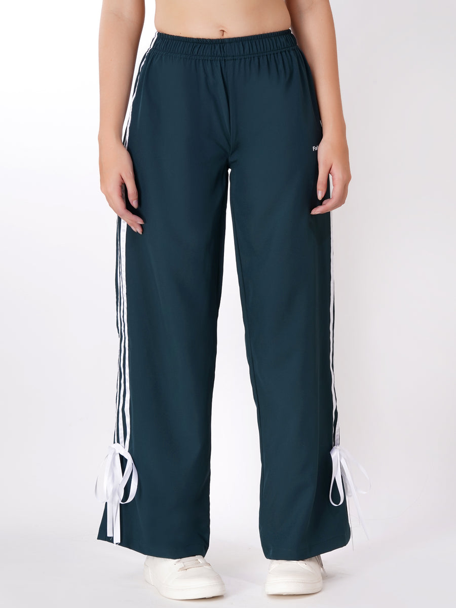 FabLina Women’s Mid-Waist Athleisure Track Pants Green