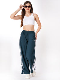 FabLina Women’s Mid-Waist Athleisure Track Pants Green