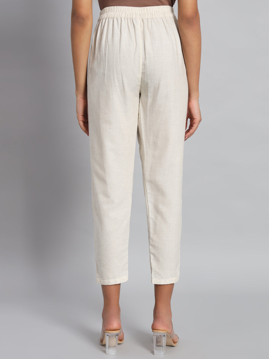 FabLina Women’s Mid-Rise Peg Trousers with Tie-Up Belt