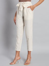 FabLina Women’s Mid-Rise Peg Trousers with Tie-Up Belt