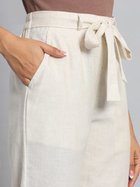 FabLina Women’s Mid-Rise Peg Trousers with Tie-Up Belt