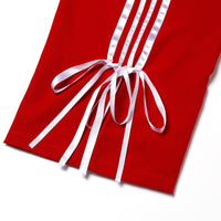 FabLina Women’s Mid-Waist Athleisure Track Pants Red