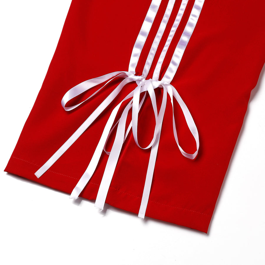 FabLina Women’s Mid-Waist Athleisure Track Pants Red