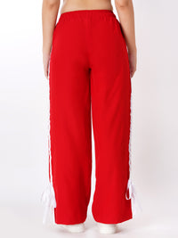FabLina Women’s Mid-Waist Athleisure Track Pants Red