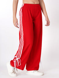 FabLina Women’s Mid-Waist Athleisure Track Pants Red
