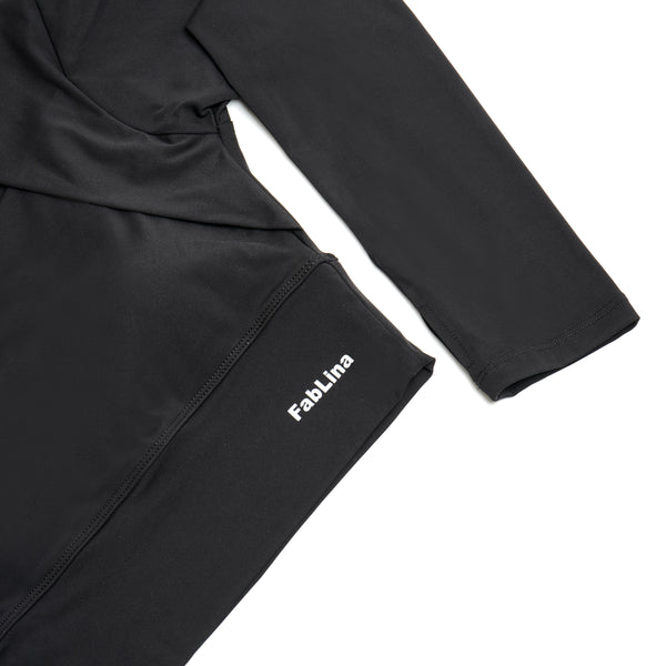 FabLina Women’s Padded Thumb-Hole Crop Top – High Support Gym Wear Black