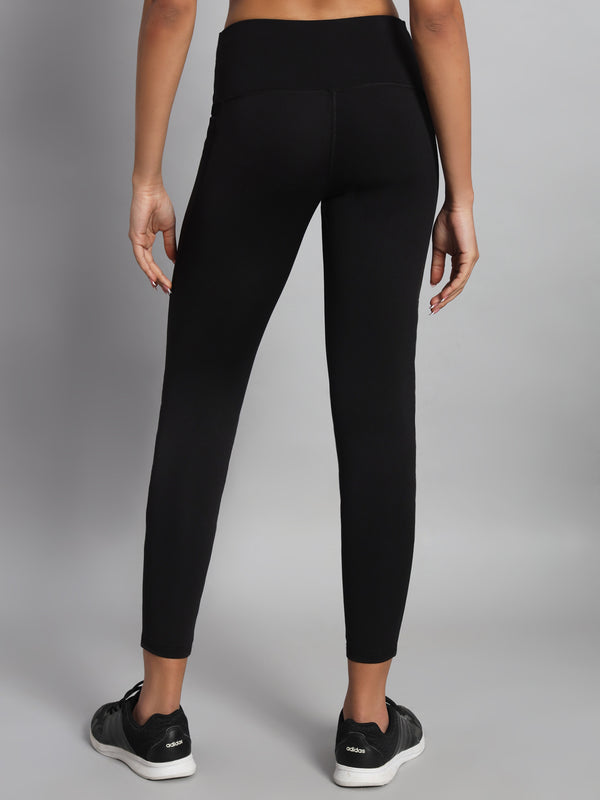 FabLina Premium Mid-Waist Dual Pocket Performance Tights Black