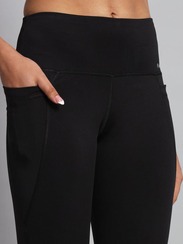 FabLina Premium Mid-Waist Dual Pocket Performance Tights Black