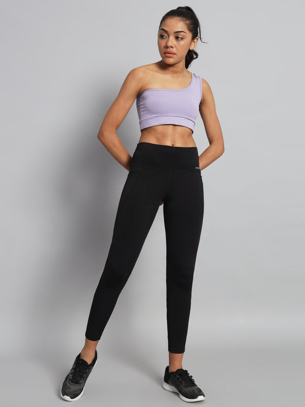 FabLina Premium Mid-Waist Dual Pocket Performance Tights Black