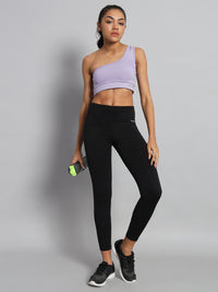 FabLina Premium Mid-Waist Dual Pocket Performance Tights Black