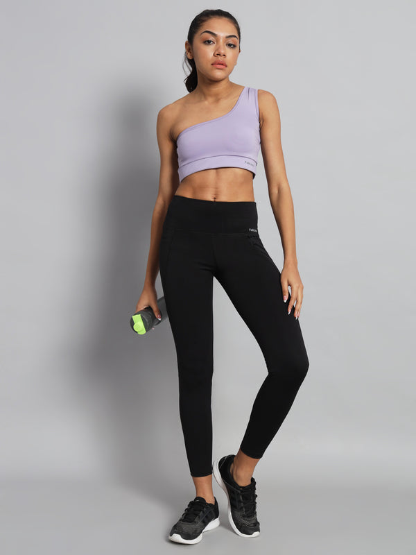 FabLina Premium Mid-Waist Dual Pocket Performance Tights Black