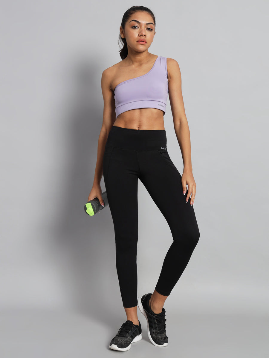 FabLina Premium Mid-Waist Dual Pocket Performance Tights Black