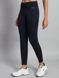 FabLina Premium Mid-Waist Dual Pocket Performance Tights Blue