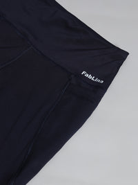 FabLina Premium Mid-Waist Dual Pocket Performance Tights Blue