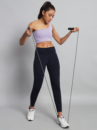 FabLina Premium Mid-Waist Dual Pocket Performance Tights Blue