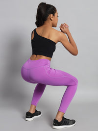 FabLina Premium Mid-Waist Dual Pocket Performance Tights Purple