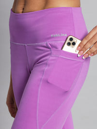 FabLina Premium Mid-Waist Dual Pocket Performance Tights Purple