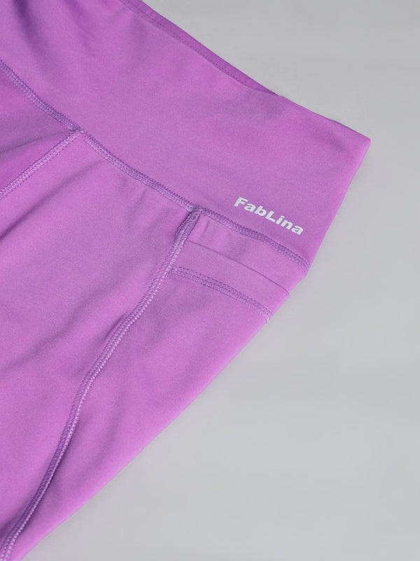 FabLina Premium Mid-Waist Dual Pocket Performance Tights Purple