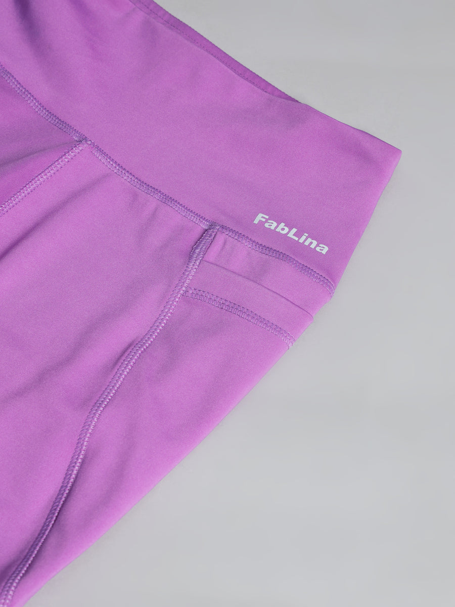 FabLina Premium Mid-Waist Dual Pocket Performance Tights Purple