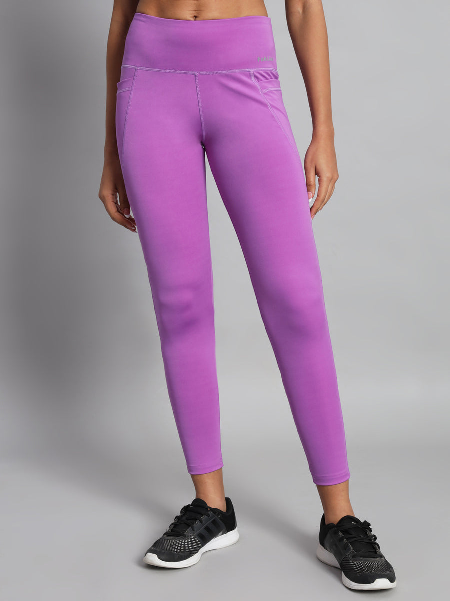 FabLina Premium Mid-Waist Dual Pocket Performance Tights Purple