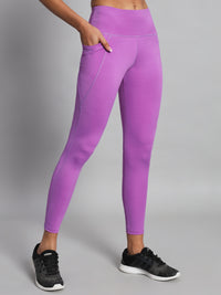 FabLina Premium Mid-Waist Dual Pocket Performance Tights Purple
