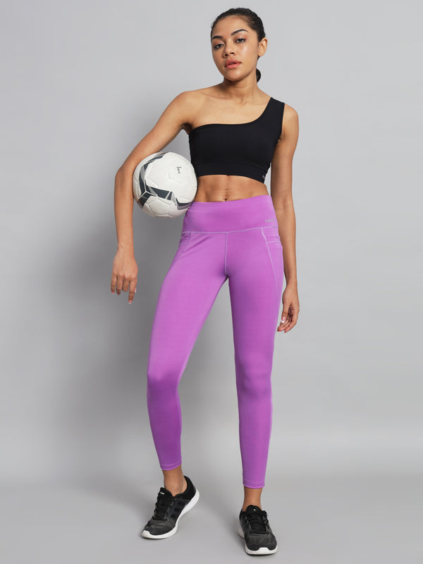FabLina Premium Mid-Waist Dual Pocket Performance Tights Purple