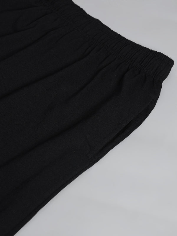 FabLina Premium Mid-Waist Solid Stretch Trousers Black