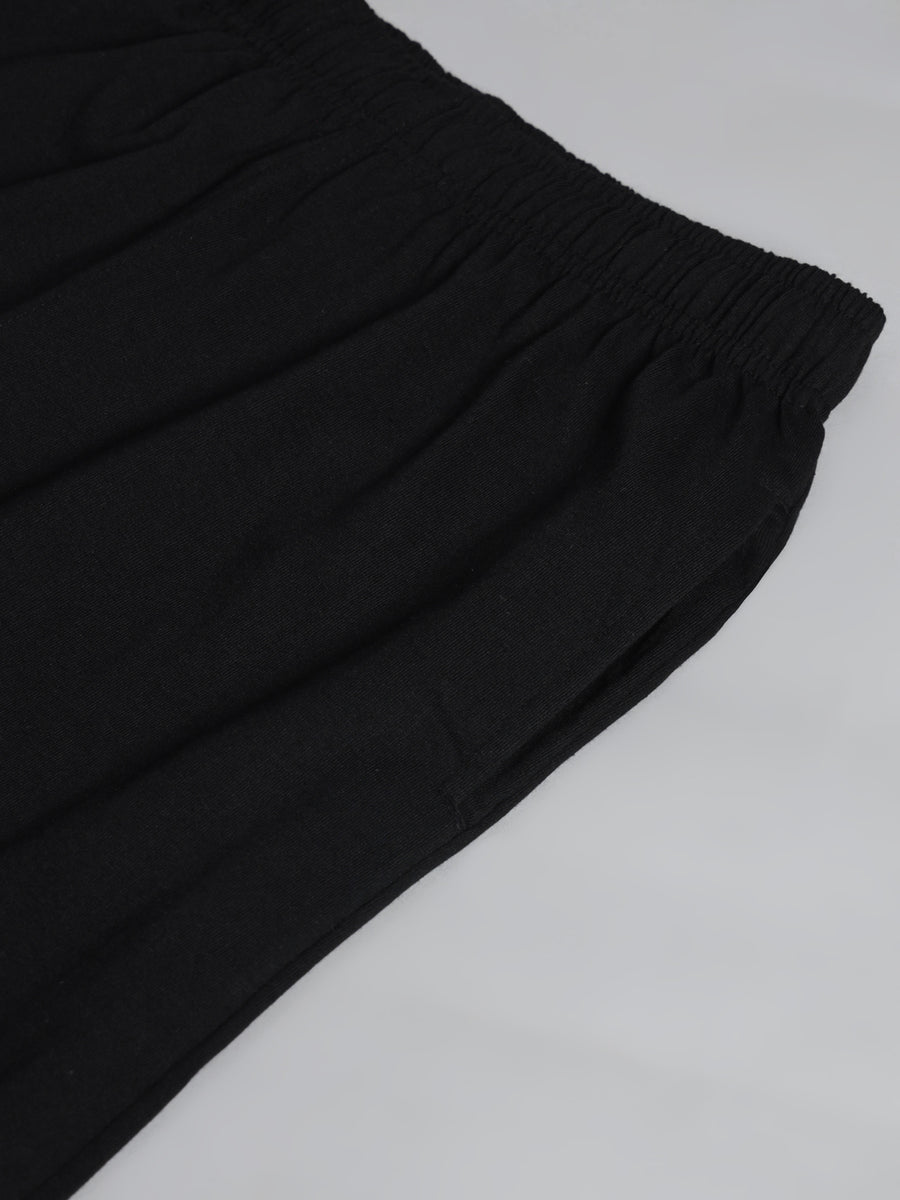 FabLina Premium Mid-Waist Solid Stretch Trousers Black