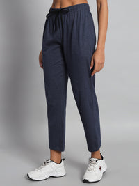 FabLina Premium Mid-Waist Solid Stretch Trousers Blue