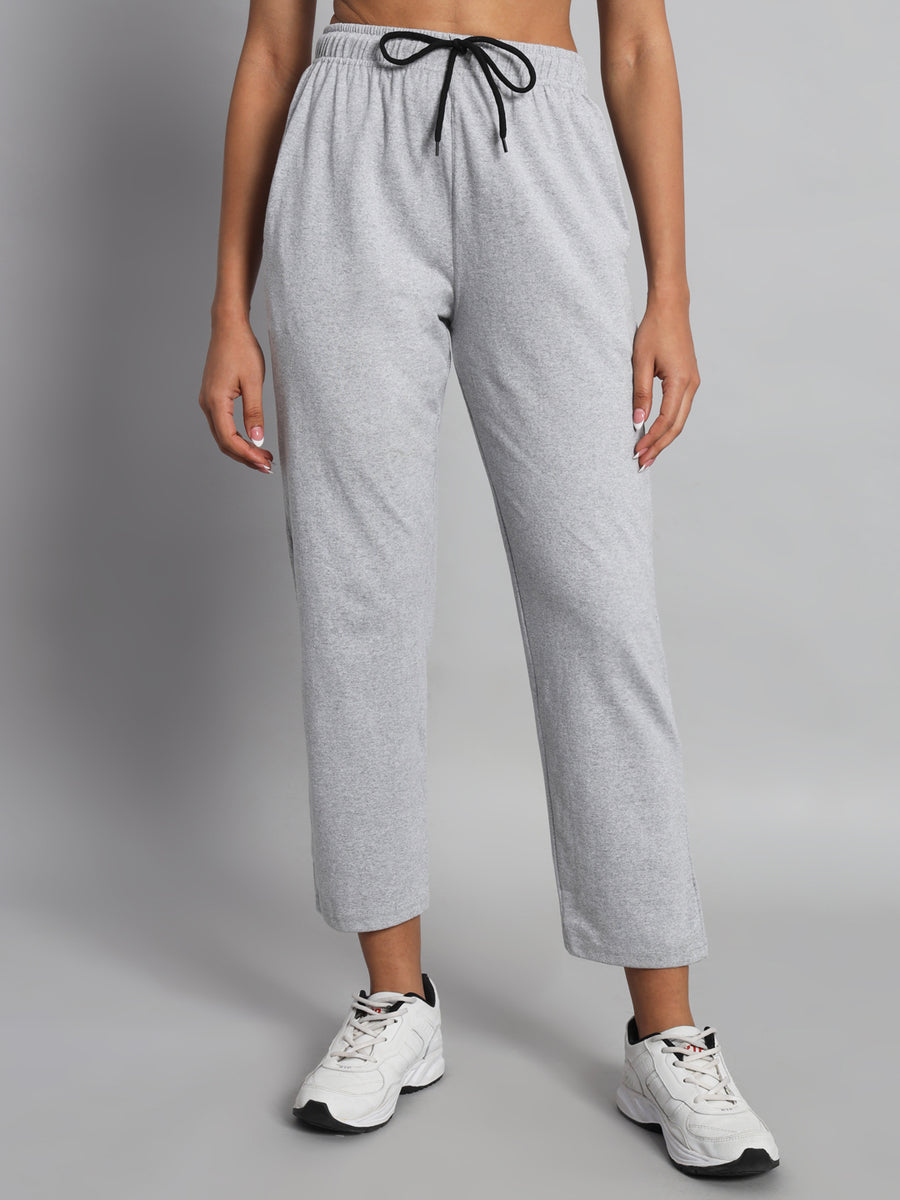 FabLina Premium Mid-Waist Solid Stretch Trousers Grey