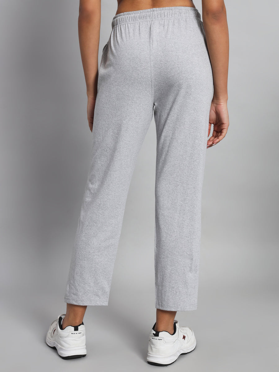 FabLina Premium Mid-Waist Solid Stretch Trousers Grey