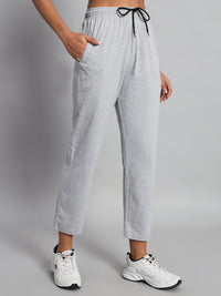 FabLina Premium Mid-Waist Solid Stretch Trousers Grey